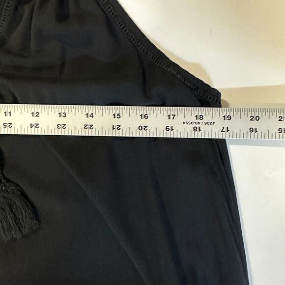 Artisan NY Black Maxi Dress M Split Neck Sleeveless Boho Chic - Picture 7 of 7